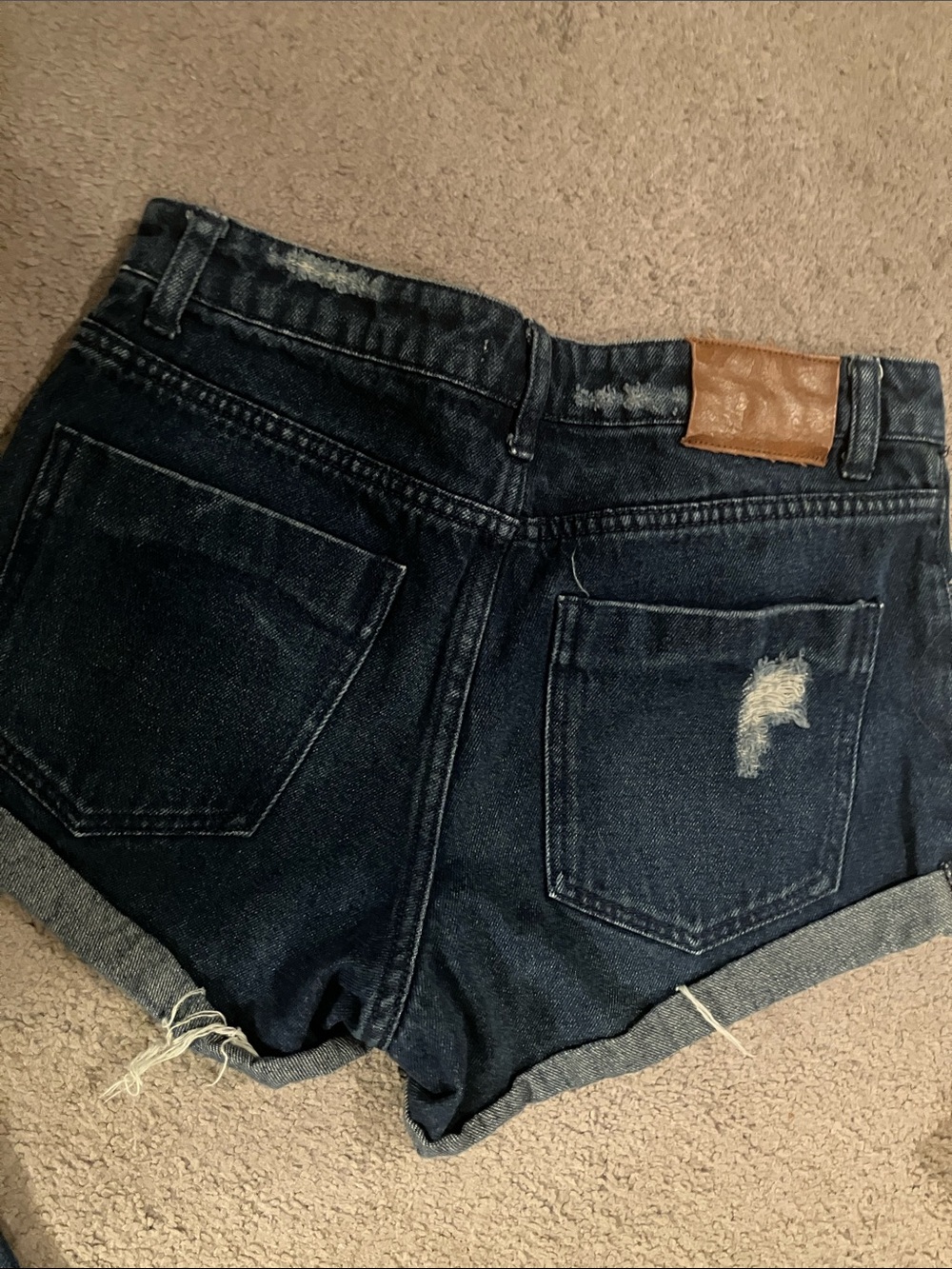 Billabong Dark Blue Distressed Denim Shorts